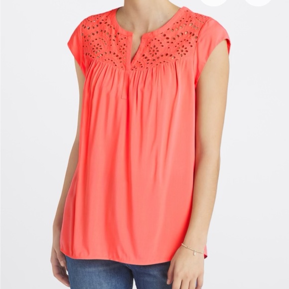 Daniel Rainn Tops - Daniel Rainn Coral Eyelet Blouse